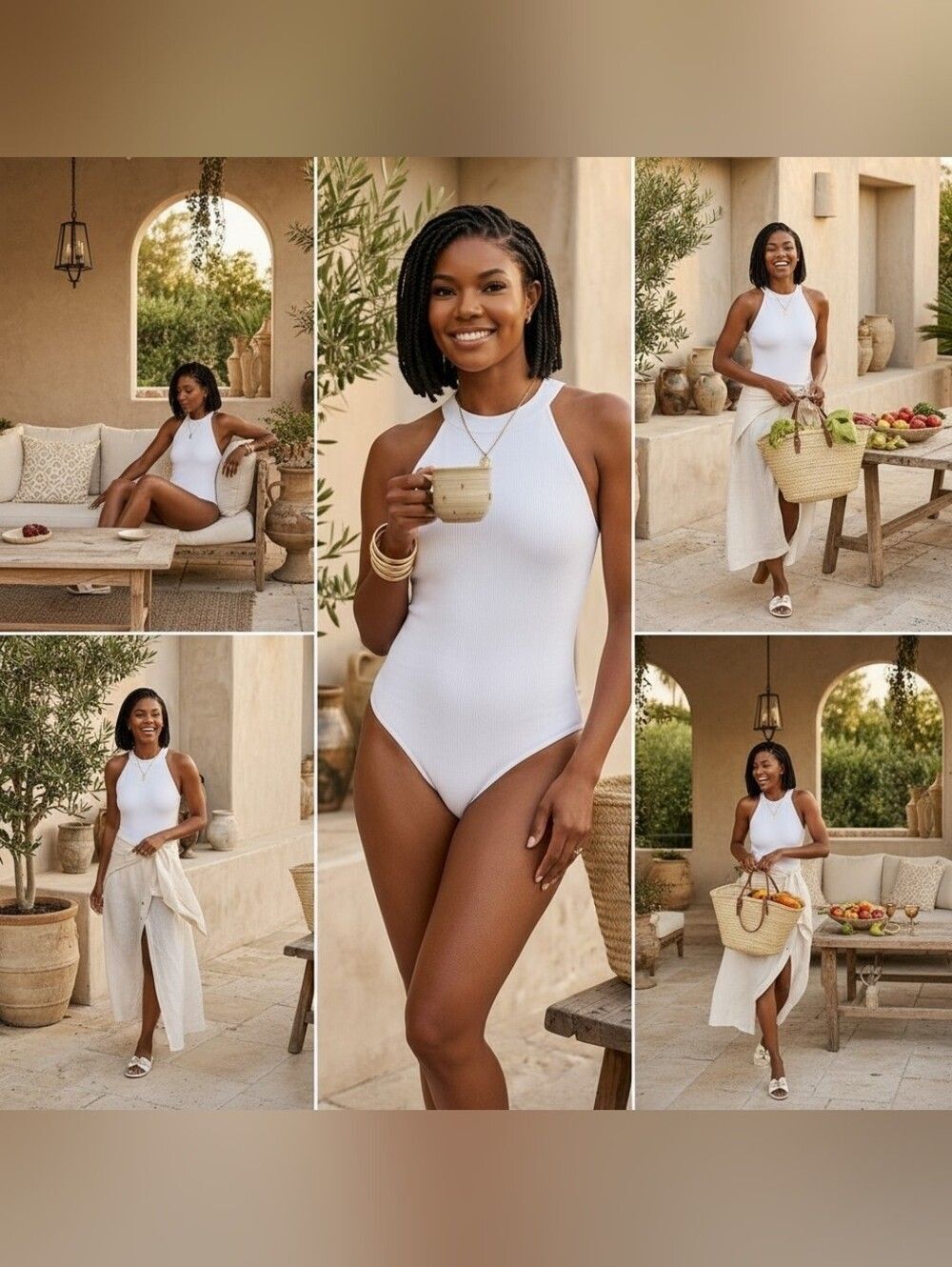 Gabrielle Union x NY&Co White Halter Bodysuit - Size M